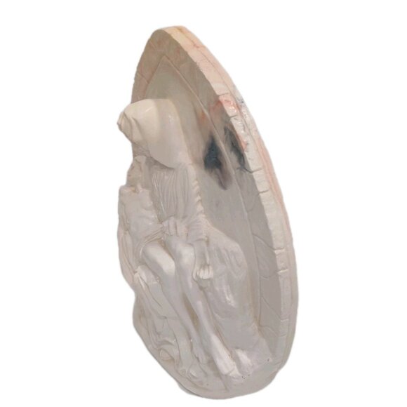 OOAK Mother Mary And Jesus Ceramic Plaque MCM 3D Marble-Like Pieta Figure 8x7" - Picture 13 of 16
